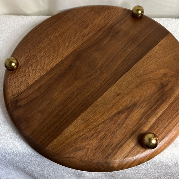 Vintage Solid Wooden Chip And Dip Snack Bowl Tray Large Size - 14” - Picture 3 of 7